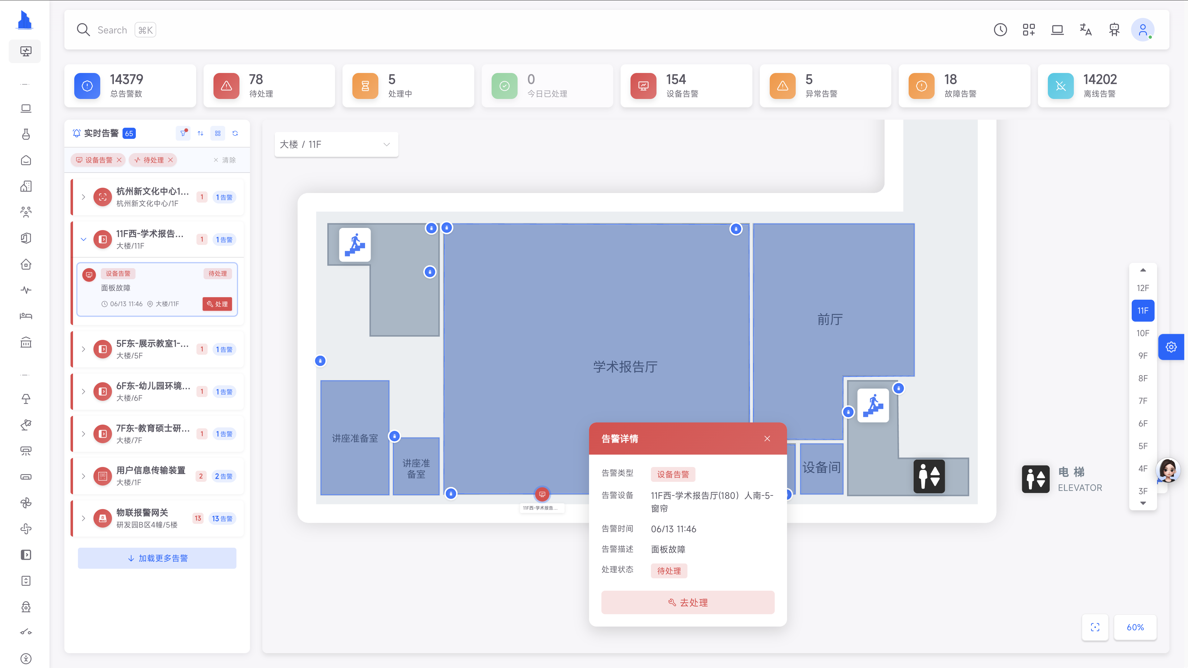 状态筛选与告警层功能展示